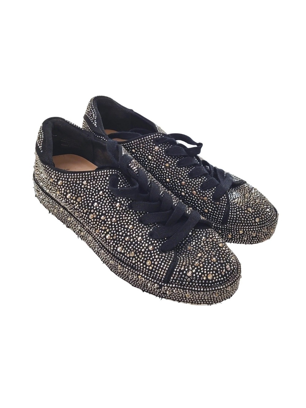 INC International Concepts Black Crystal-Embellished Lace-Up Sneaker - Picture 2 of 10